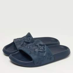 مملوكة مسبقًا Louis Vuitton Waterfront Size 42 Navy Blue Monogram Rubber Pool Slide