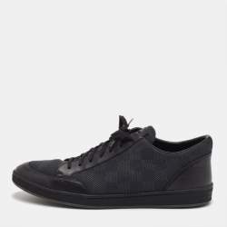 Pre Owned Louis Vuitton Offshore Size 43.5 Black Damier Graphite Fabric and Leather Low Top Sneakers