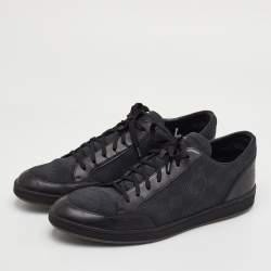 Pre Owned Louis Vuitton Offshore Size 43.5 Black Damier Graphite Fabric and Leather Low Top Sneakers
