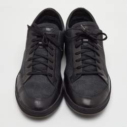 Pre Owned Louis Vuitton Offshore Size 43.5 Black Damier Graphite Fabric and Leather Low Top Sneakers