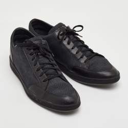 Pre Owned Louis Vuitton Offshore Size 43.5 Black Damier Graphite Fabric and Leather Low Top Sneakers