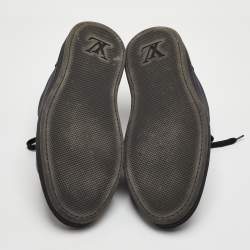 Pre Owned Louis Vuitton Offshore Size 43.5 Black Damier Graphite Fabric and Leather Low Top Sneakers