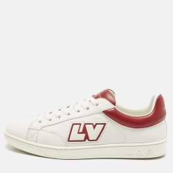 Pre Owned Louis Vuitton Luxembourg Size 40 White/Red Leather Low Top Sneakers