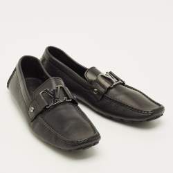 Pre Owned Louis Vuitton Monte Carlo Size 42 Black Leather Loafers
