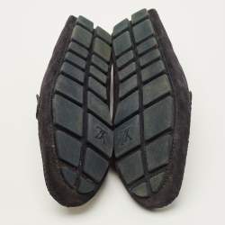 Pre Owned Louis Vuitton Size 40 Black Suede Damier Infini Loafers