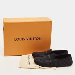 Pre Owned Louis Vuitton Size 40 Black Suede Damier Infini Loafers