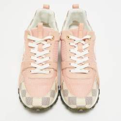 Pre Owned Louis Vuitton Run Away Size 35.5 Pink Canvas, Mesh and Suede Low Top Sneakers