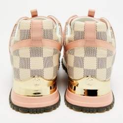 Pre Owned Louis Vuitton Run Away Size 35.5 Pink Canvas, Mesh and Suede Low Top Sneakers