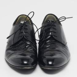 Pre Owned Louis Vuitton Size 40.5 Black Patent Leather Lace Up Derby