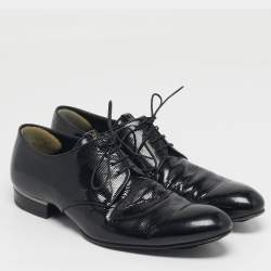 Pre Owned Louis Vuitton Size 40.5 Black Patent Leather Lace Up Derby