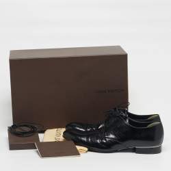 Pre Owned Louis Vuitton Size 40.5 Black Patent Leather Lace Up Derby