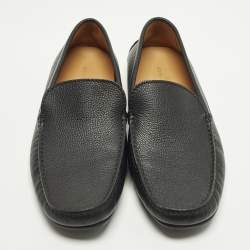 Pre Owned Louis Vuitton Size 42.5 Black Leather Slip On Loafers