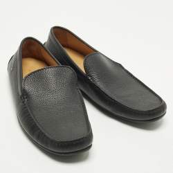 Pre Owned Louis Vuitton Size 42.5 Black Leather Slip On Loafers