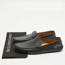 Pre Owned Louis Vuitton Size 42.5 Black Leather Slip On Loafers