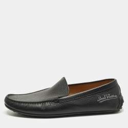 Pre Owned Louis Vuitton Size 42.5 Black Leather Slip On Loafers