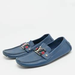 Pre Owned Louis Vuitton Monte Carlo Size 41.5 Blue Leather Loafers