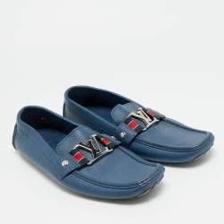 Pre Owned Louis Vuitton Monte Carlo Size 41.5 Blue Leather Loafers