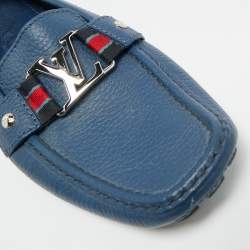 Pre Owned Louis Vuitton Monte Carlo Size 41.5 Blue Leather Loafers