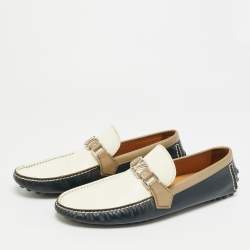 Pre Owned حذاء لوفرز لويس فيتون هوكنهايم جلد أزرق بحري مقاس 43.5