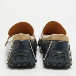 Pre Owned حذاء لوفرز لويس فيتون هوكنهايم جلد أزرق بحري مقاس 43.5