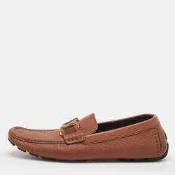 Pre Owned Louis Vuitton Monte Carlo Size 40.5 Brown Leather Slip On Loafers