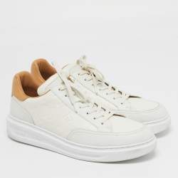 Pre Owned Louis Vuitton Beverly Hills Size 42 White/Brown Leather Low Top Sneakers