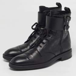 Pre Owned Louis Vuitton Voltaire Size 42.5 Black Damier Leather Combat Boots