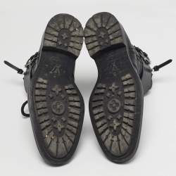 Pre Owned Louis Vuitton Voltaire Size 42.5 Black Damier Leather Combat Boots