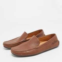 Pre Owned Louis Vuitton Size 42 Brown Leather Slip On Loafers