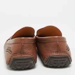 Pre Owned Louis Vuitton Size 42 Brown Leather Slip On Loafers