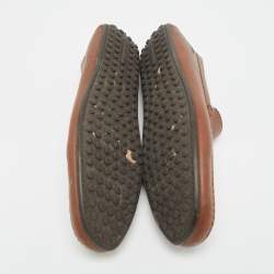 Pre Owned Louis Vuitton Size 42 Brown Leather Slip On Loafers