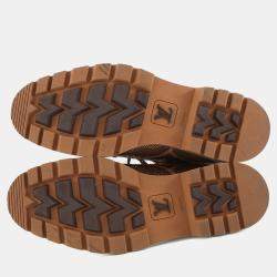 مملوكة مسبقًا Louis Vuitton Oberkampf Line Encreboots Brown/Gold Leather Rhinestone Size 10