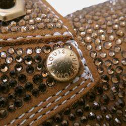 مملوكة مسبقًا Louis Vuitton Oberkampf Line Encreboots Brown/Gold Leather Rhinestone Size 10