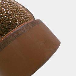 مملوكة مسبقًا Louis Vuitton Oberkampf Line Encreboots Brown/Gold Leather Rhinestone Size 10