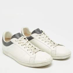 Pre Owned حذاء رياضي لوي فيتون لوكسمبورغ  كانفاس مونوغرامي وجلد أبيض بعنق منخفض مقاس 41.5