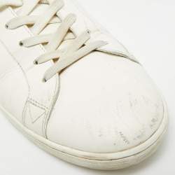 Pre Owned حذاء رياضي لوي فيتون لوكسمبورغ  كانفاس مونوغرامي وجلد أبيض بعنق منخفض مقاس 41.5