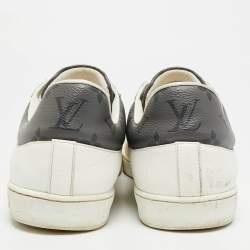 Pre Owned حذاء رياضي لوي فيتون لوكسمبورغ  كانفاس مونوغرامي وجلد أبيض بعنق منخفض مقاس 41.5