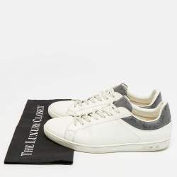 Pre Owned حذاء رياضي لوي فيتون لوكسمبورغ  كانفاس مونوغرامي وجلد أبيض بعنق منخفض مقاس 41.5