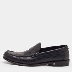 Pre Owned Louis Vuitton Damier Infini Embossed Outline Size 41 Black Leather Loafers