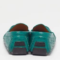 Pre Owned حذاء لوفرز لوي فيتون مونتي كارلو جلد النعام أخضر مقاس 46