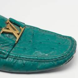 Pre Owned حذاء لوفرز لوي فيتون مونتي كارلو جلد النعام أخضر مقاس 46