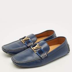 Pre Owned Louis Vuitton Monte Carlo Size 42 Blue Leather Loafers