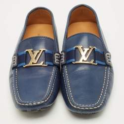 Pre Owned Louis Vuitton Monte Carlo Size 42 Blue Leather Loafers