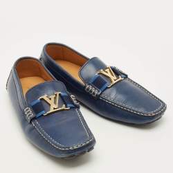 Pre Owned Louis Vuitton Monte Carlo Size 42 Blue Leather Loafers