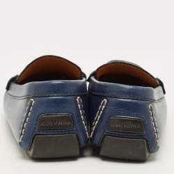 Pre Owned Louis Vuitton Monte Carlo Size 42 Blue Leather Loafers