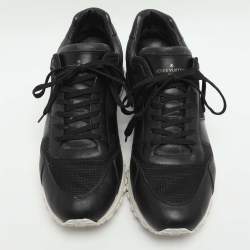 Pre Owned Louis Vuitton Run Away Size 44 Black Leather and Mesh Low Top Sneakers