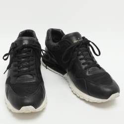 Pre Owned Louis Vuitton Run Away Size 44 Black Leather and Mesh Low Top Sneakers