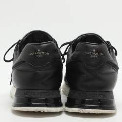 Pre Owned Louis Vuitton Run Away Size 44 Black Leather and Mesh Low Top Sneakers