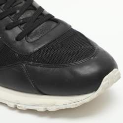 Pre Owned Louis Vuitton Run Away Size 44 Black Leather and Mesh Low Top Sneakers