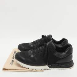 Pre Owned Louis Vuitton Run Away Size 44 Black Leather and Mesh Low Top Sneakers